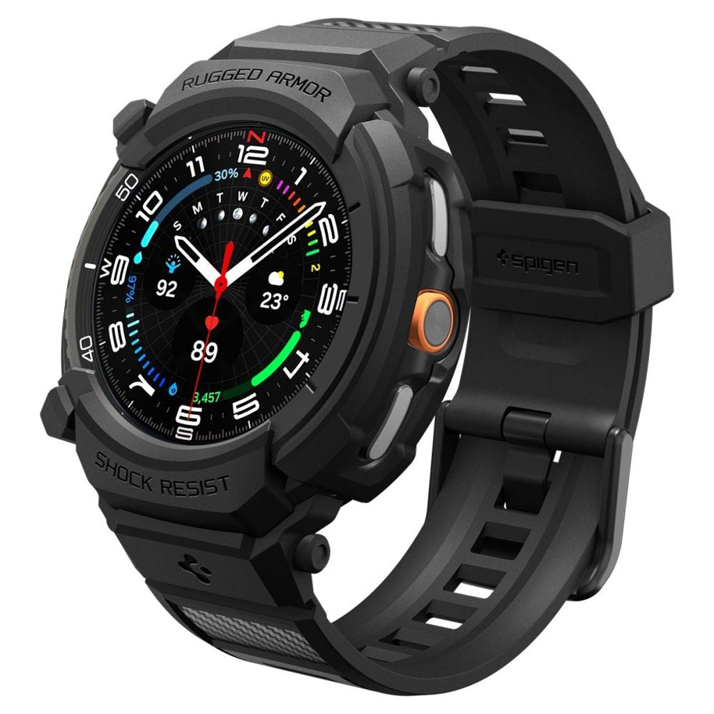 Spigen Rugged Armor Pro Klockarmband & Fodral Galaxy Watch 8 Classic 46mm - Svart