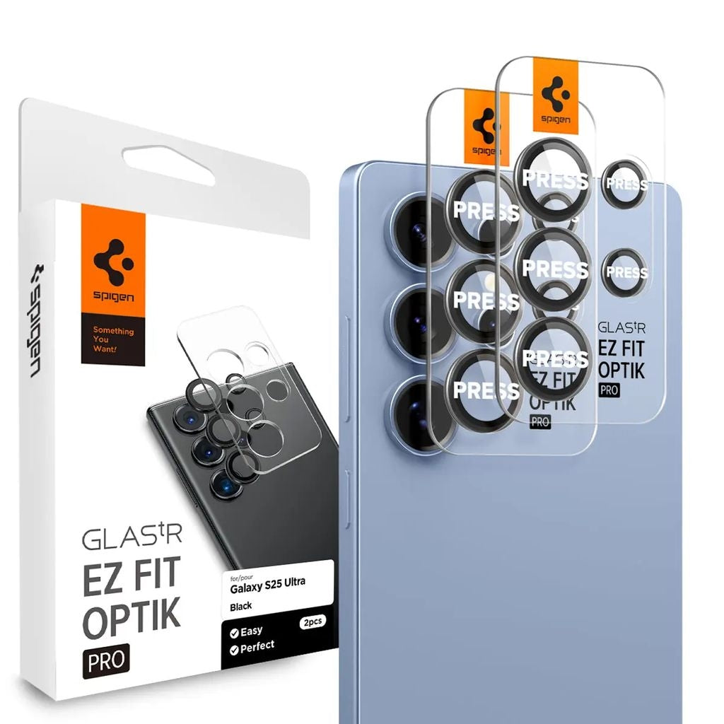 Spigen Samsung Galaxy S25 Ultra Glas.tR EZ Fit Optik Pro HD Lens Protector, 2-Pack