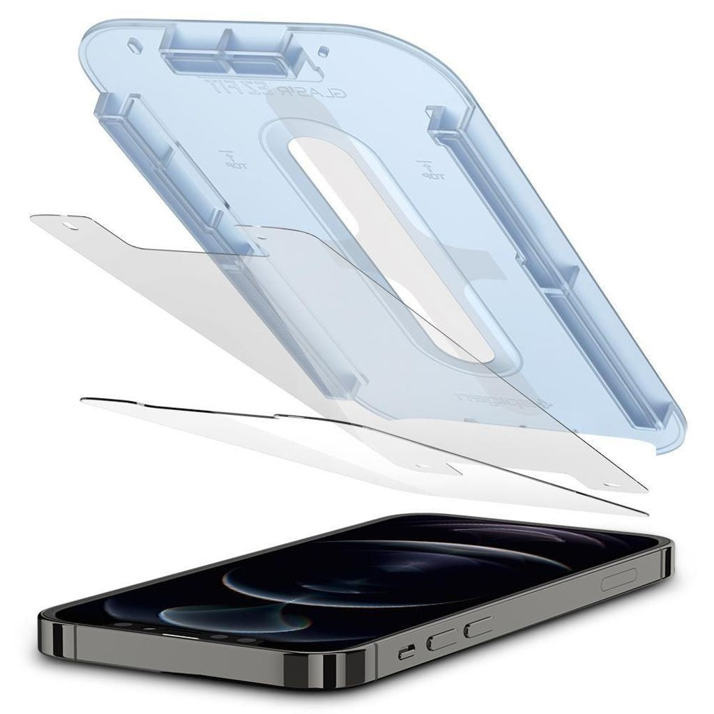 Spigen iPhone 12/12 Pro Tempered Glass Screen Protector Glas.Tr Ez Fit, 2-pack