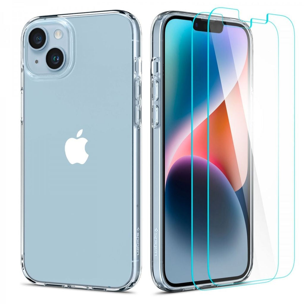 Spigen iPhone 14 Plus Crystal Pack Cover and 2x Screen Protector - Crystal Clear