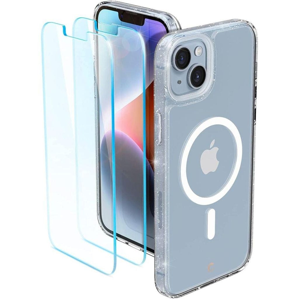 Spigen iPhone 14 Plus Cyrill Shine Mag Magsafe Pack Cover and 2x Screen Protector - Glitter Clear
