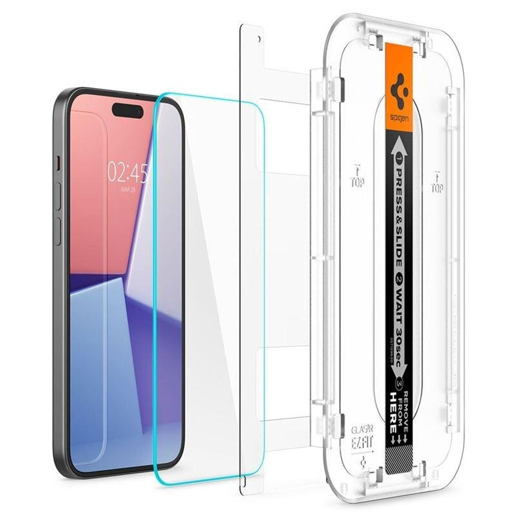Spigen iPhone 15 Pro Glas.Tr "Ez Fit" Screen Protector Tempered Glass, 2-Pack - Clear