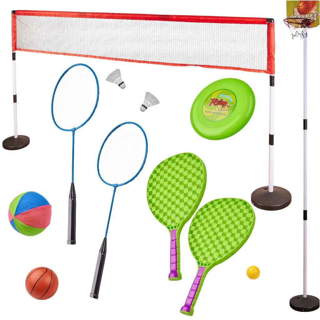 Sports set 5in1 badminton basketball volleyball tennis frisbee
