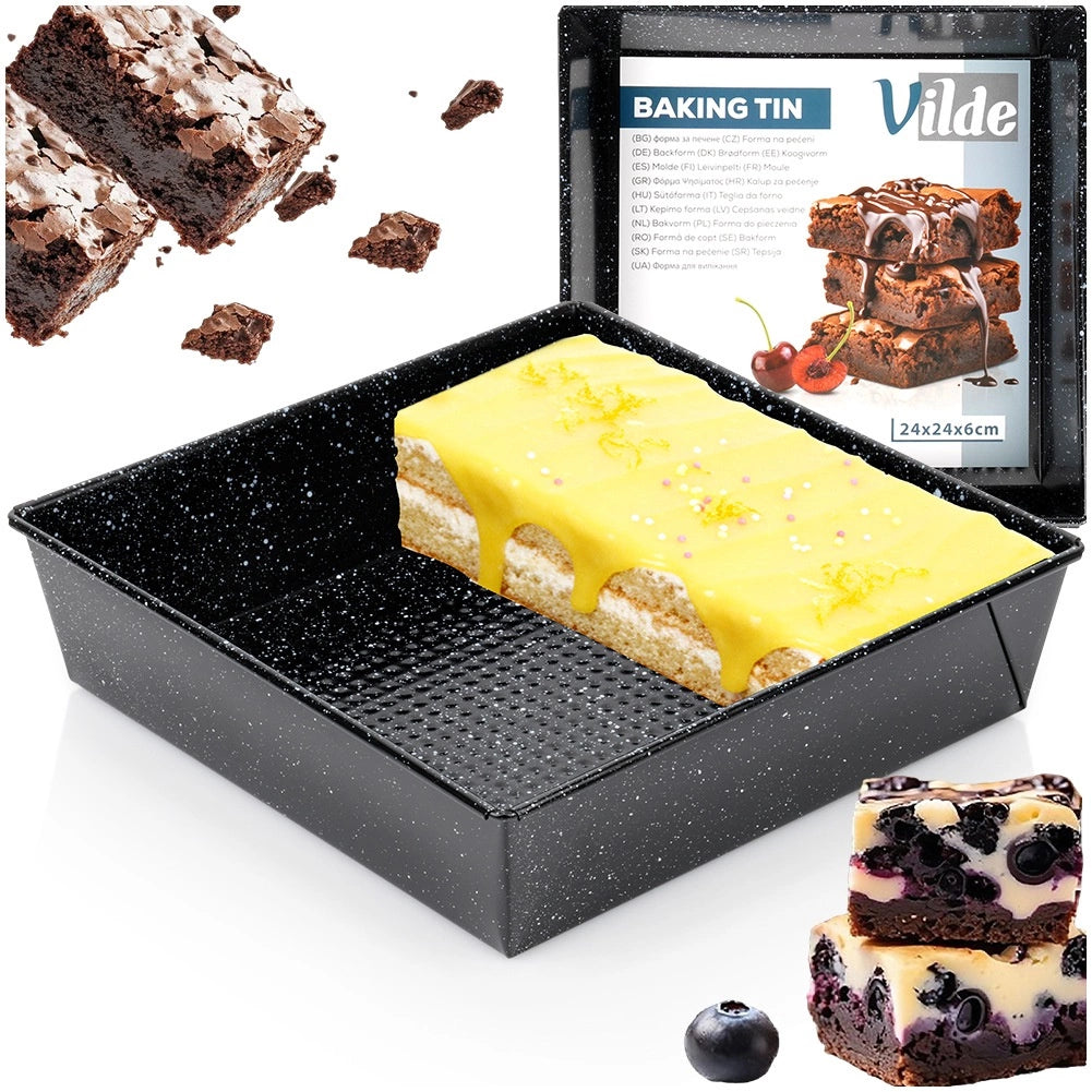 Square Carbon Steel Baking Pan, Non-Stick, 24x24x6 cm