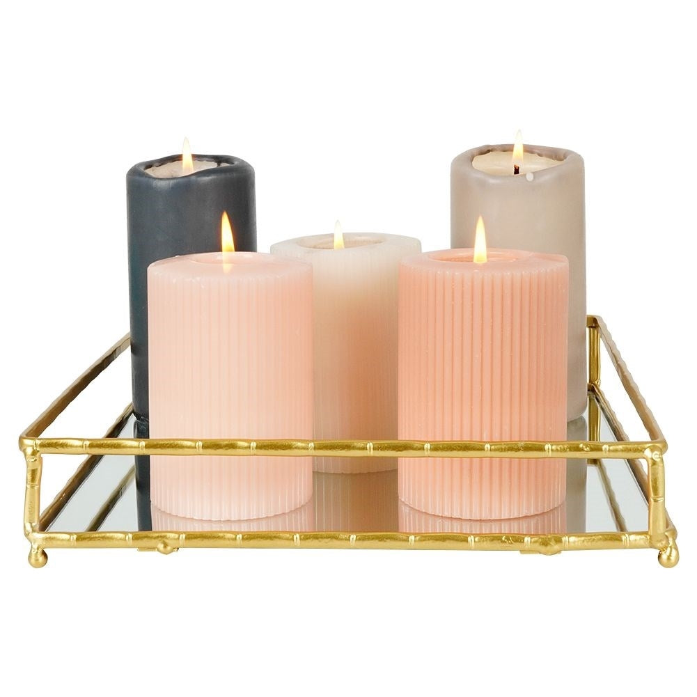 Square gold mirror tray 25.5x25.5 cm for candles
