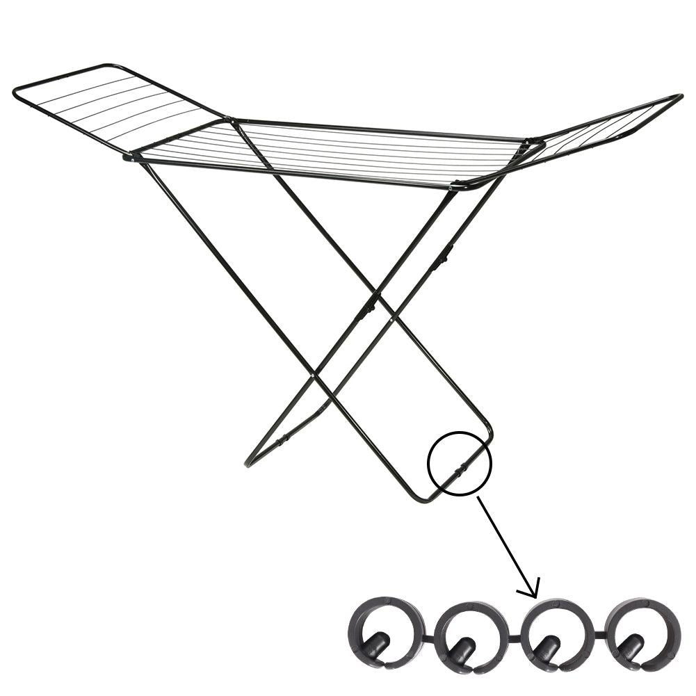 Stable and durable drying rack in black, 18m drying length