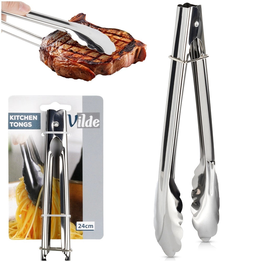 Stainless Steel Kitchen Tongs, 24 cm, Dishwasher Safe