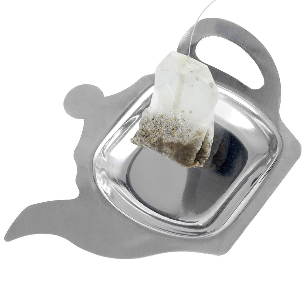 Stainless steel teapot-shaped tea holder for tea bag/spoon