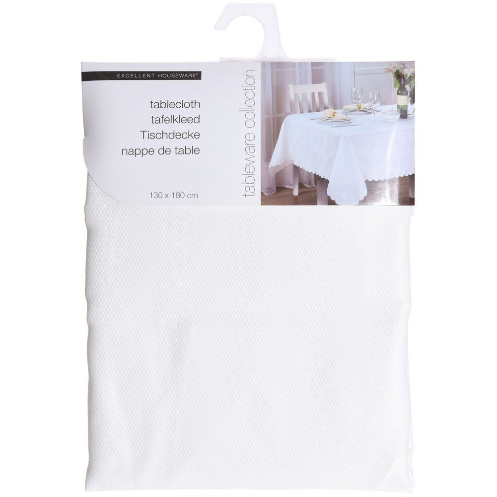 Stain-resistant white tablecloth for kitchen, dining room and living room