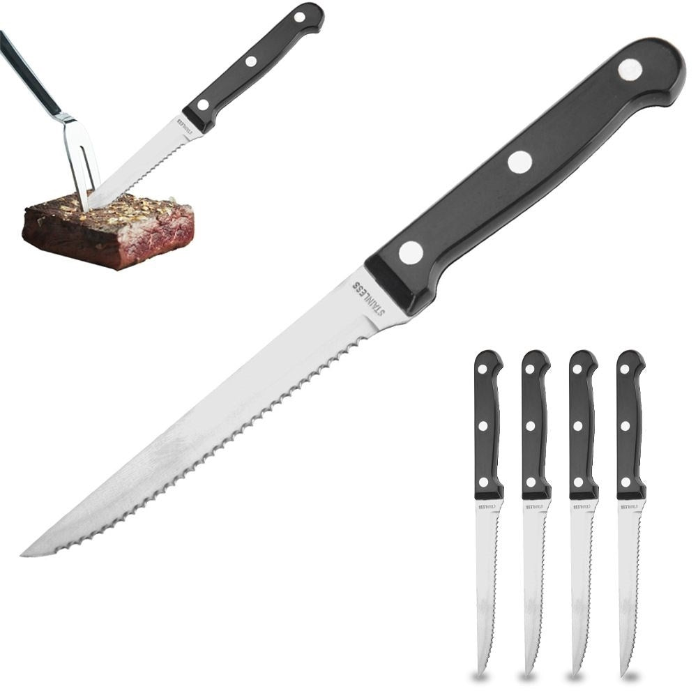 Steak Knife Set with Serrated Blade for Grill and Kitchen