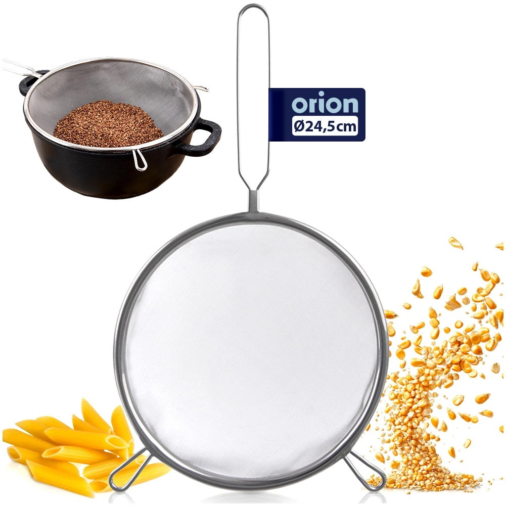 Steel Kitchen Strainer with Handle, 24.5 cm Diameter