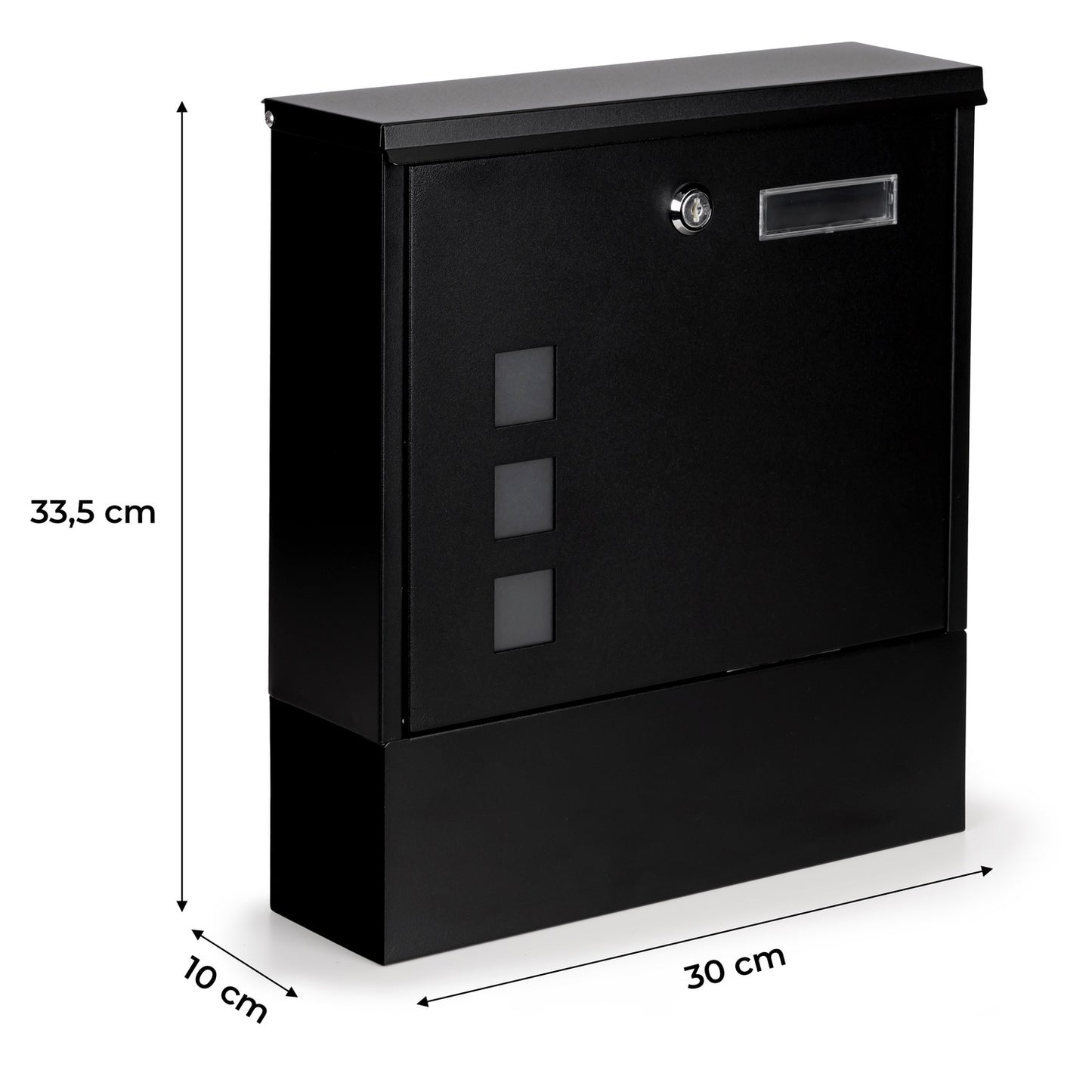 Steel Mailbox Letterbox black with lock