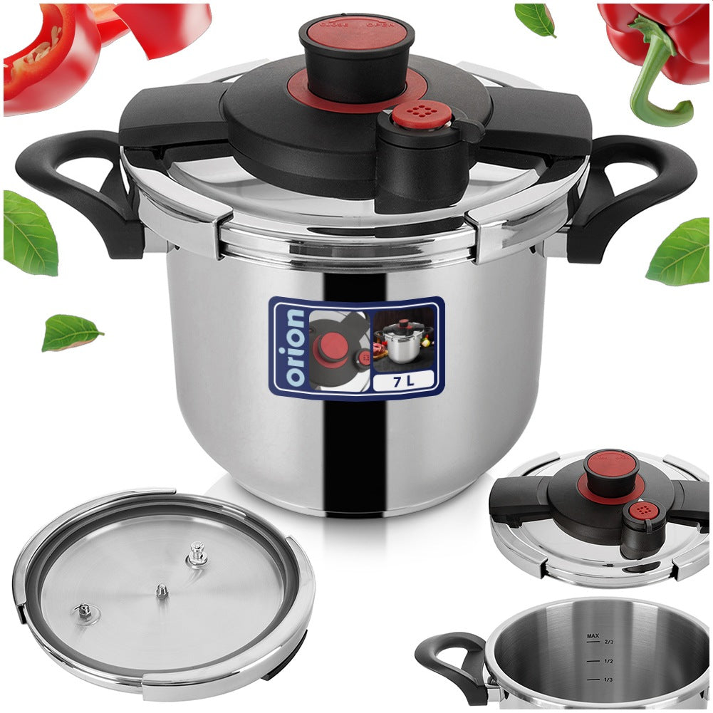 Steel pressure cooker with automatic closing STORM 7 l
