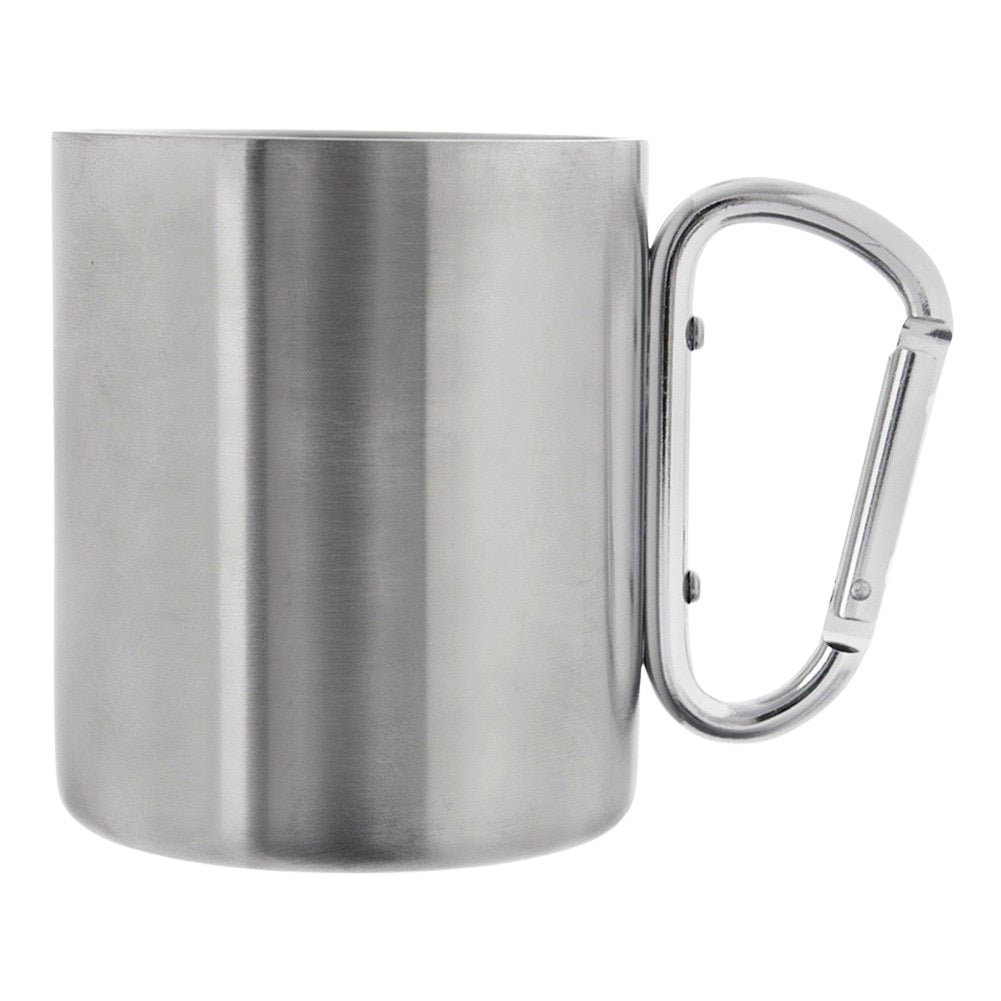 Steel travel mug with carabiner 350 ml