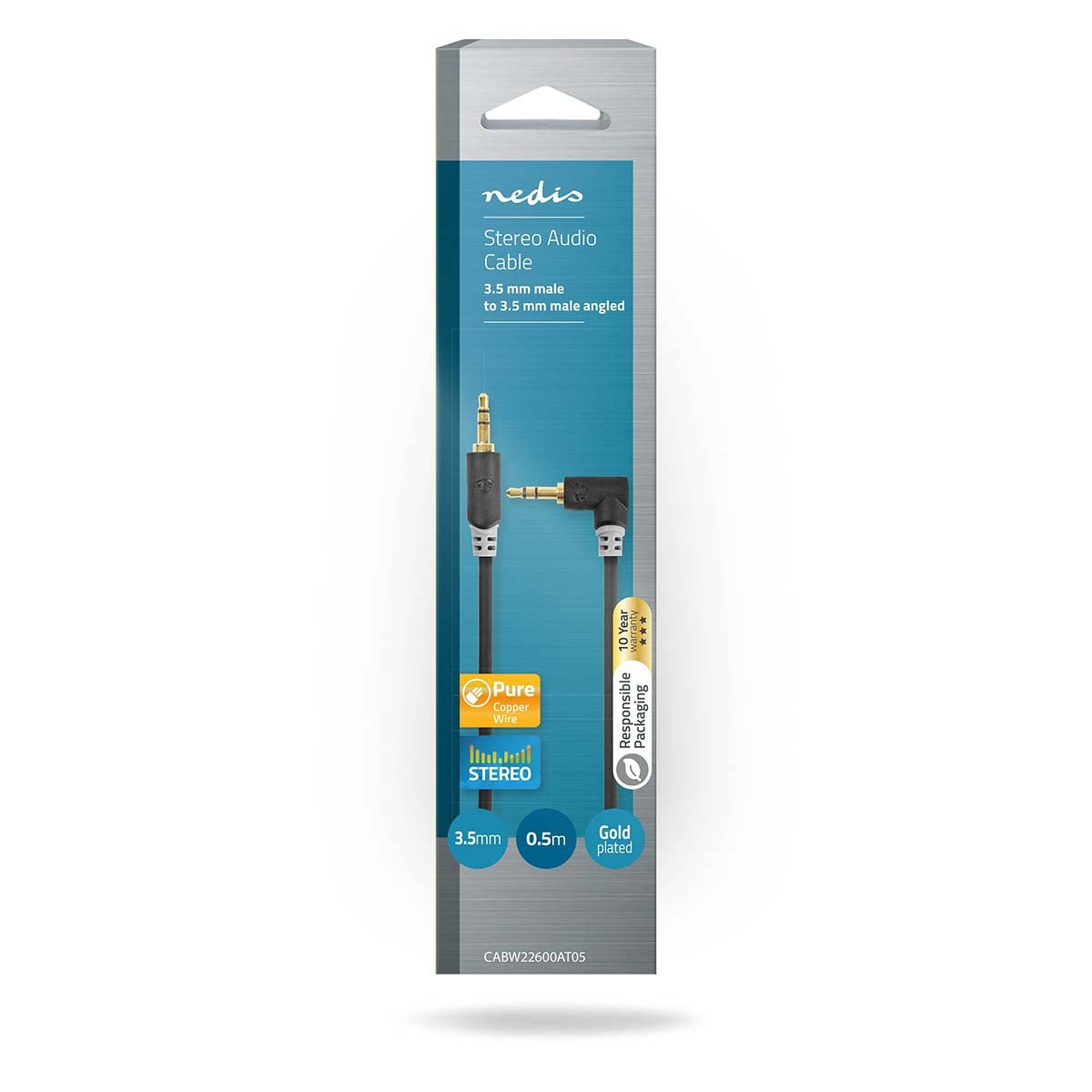 Stereo Audio Cable | 3.5 mm Male | 3.5 mm Male | Gold Plated | 0.50 m | Round | Anthracite | Box