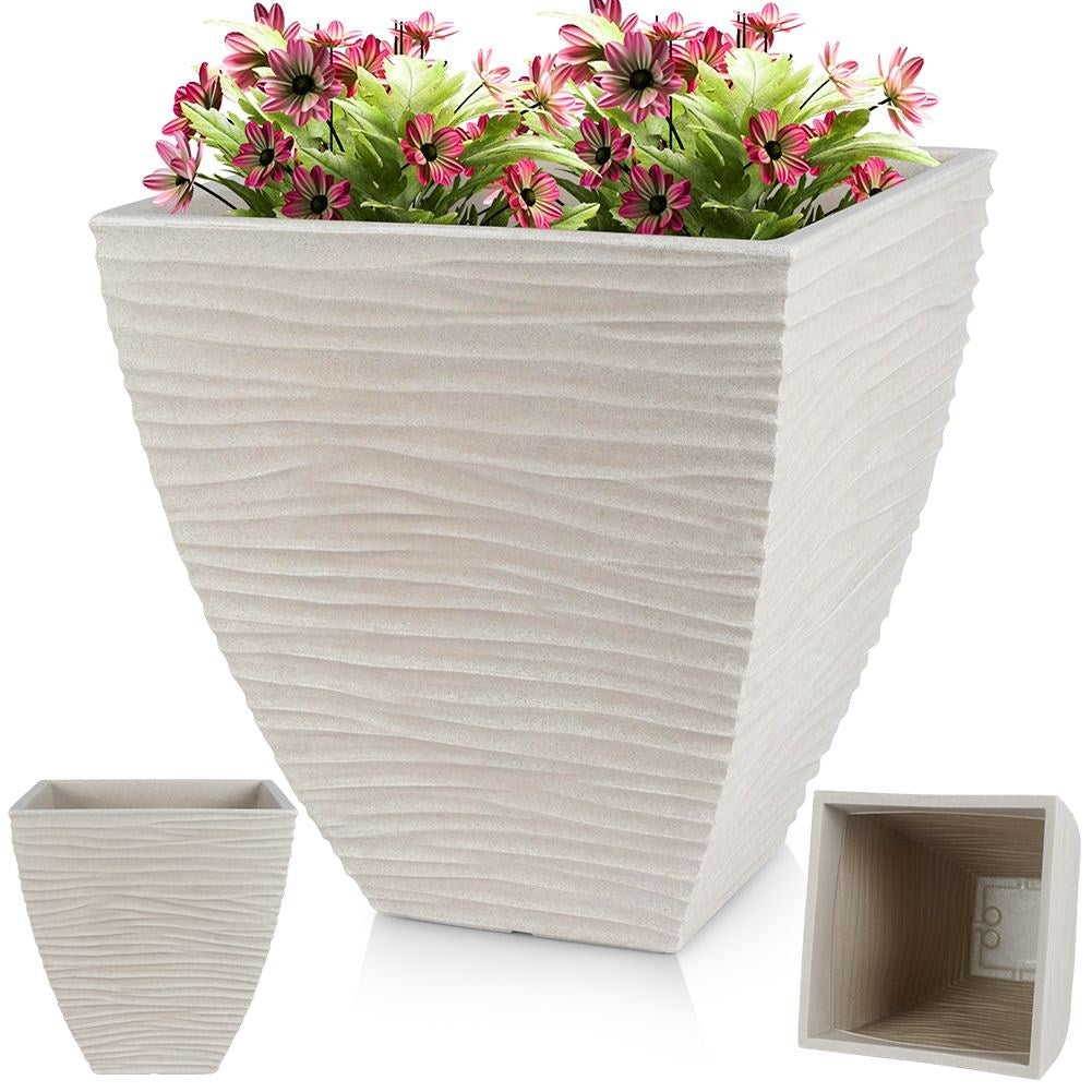 Stone-like beige pot for garden and terrace