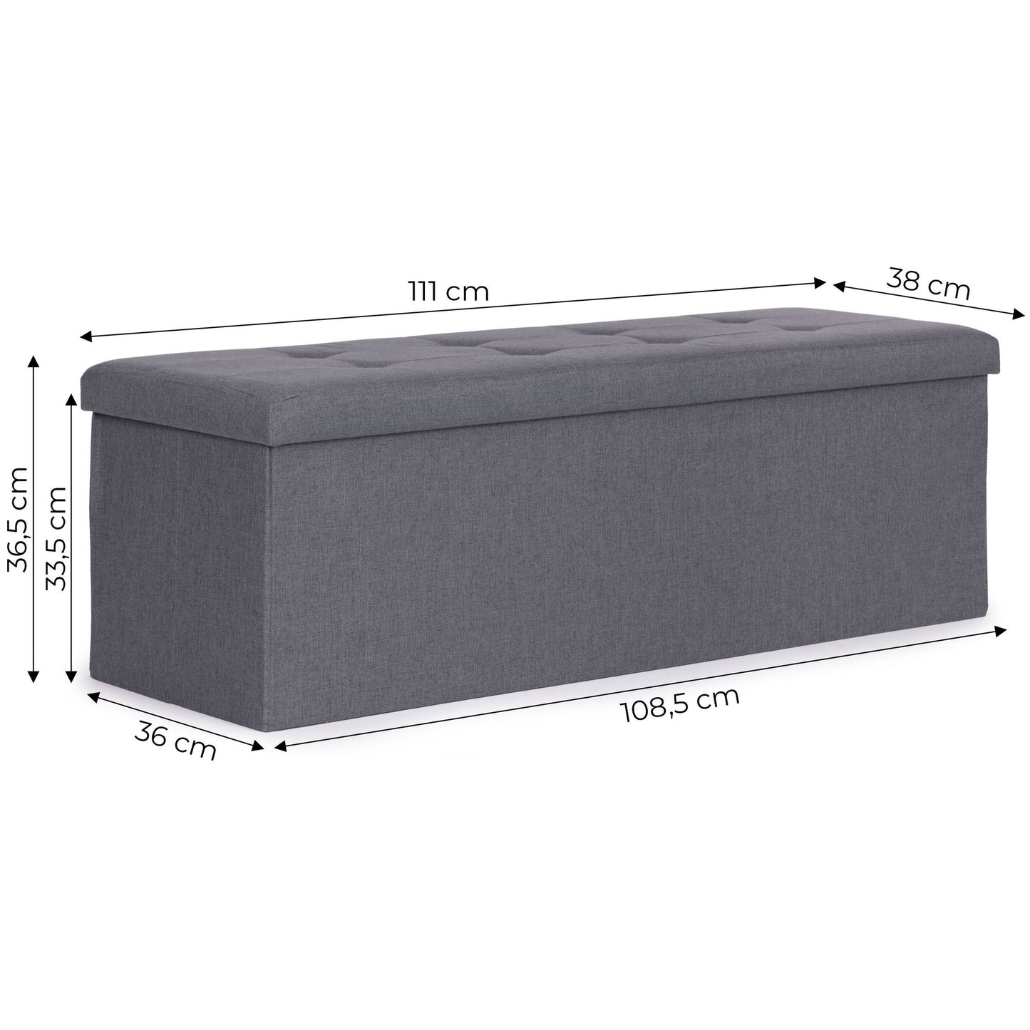 Storage Ottoman with Seat, 111x38 cm, Light Grey