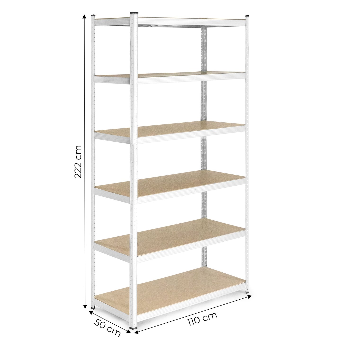 Storage Rack 222x110x50 cm Galvanized Steel, 6 Shelves, 1050 kg Capacity ModernHome