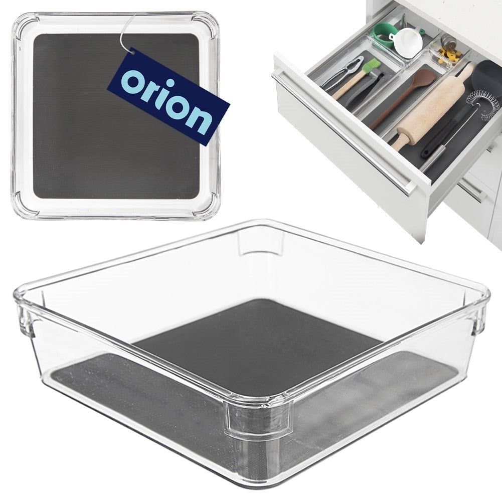 Storage box with non-slip feet and rubber mat