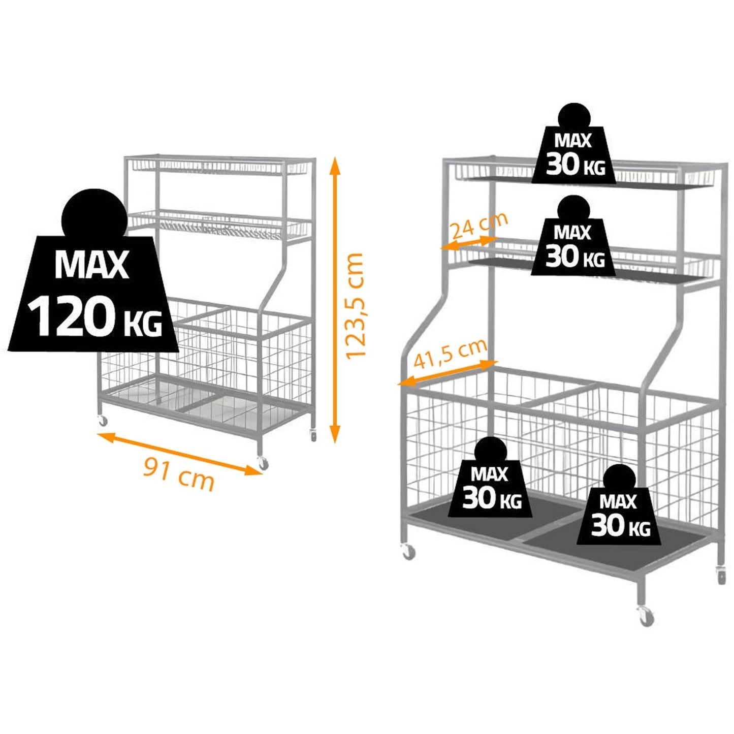 Storage shelf with basket on wheels Humberg HM-780