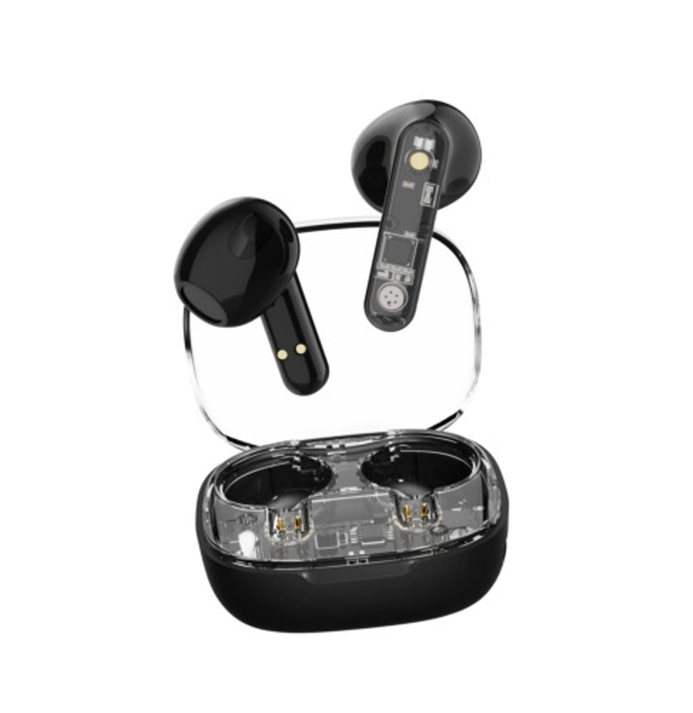 Streetz T150, Transparent TWS Headphones - Black