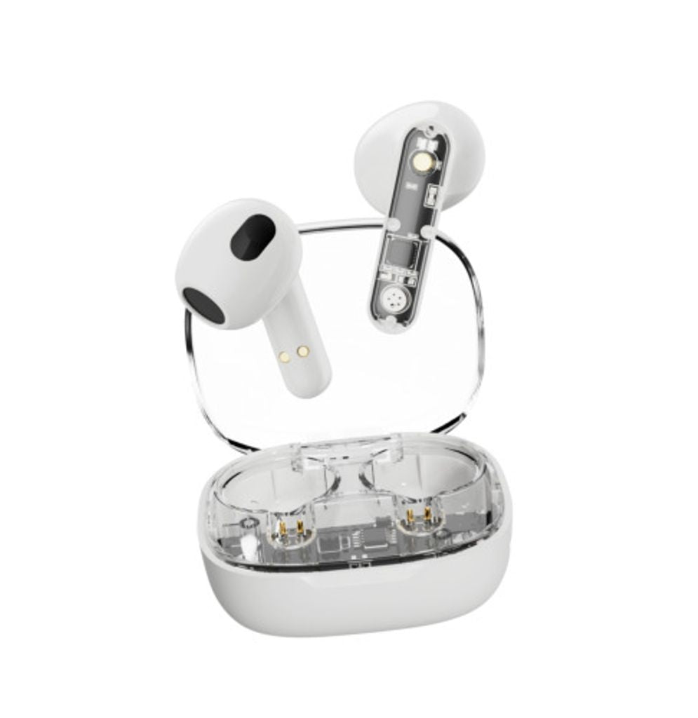 Streetz T150, Transparent TWS Headphones - White