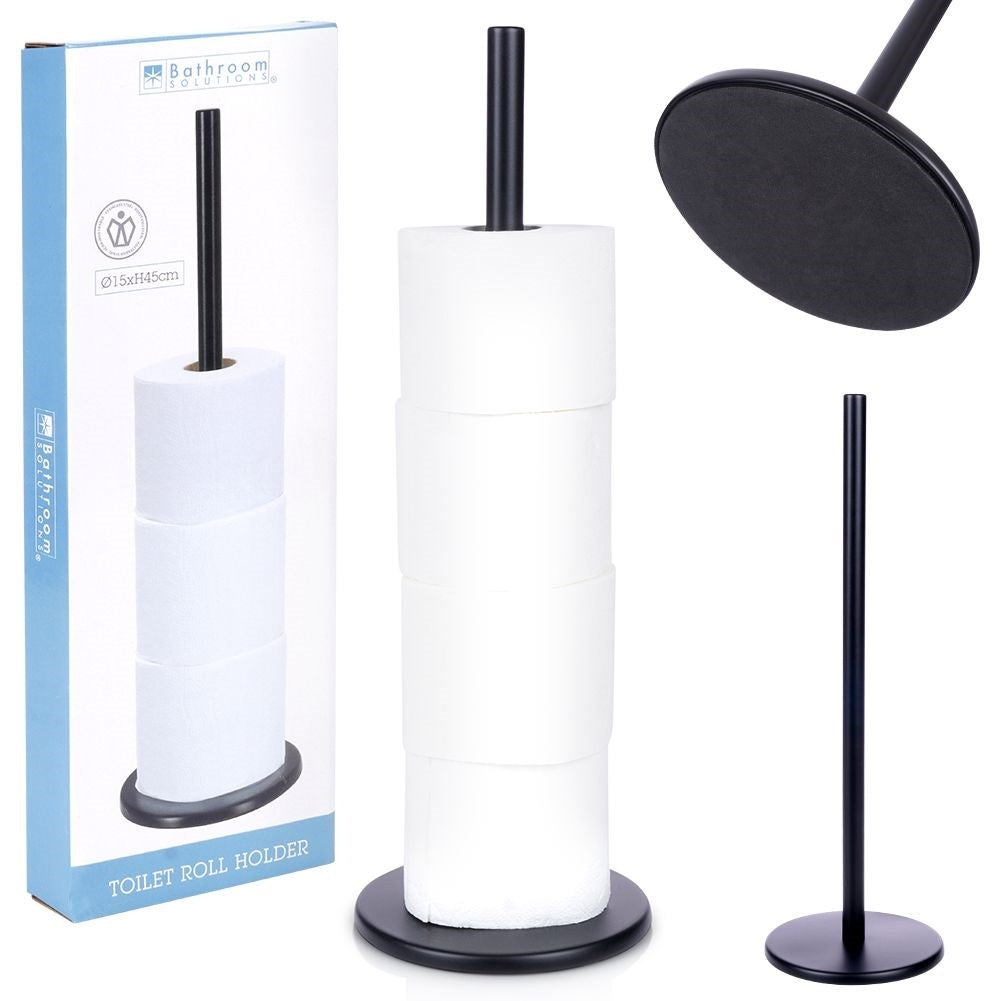 Stylish Black Toilet Roll Holder in Stainless Steel