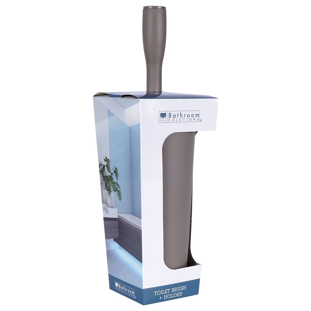 Stylish coffee colored WC brush with white brush and container