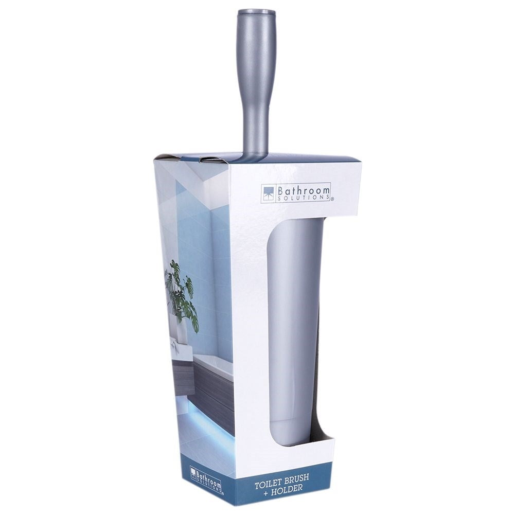 Stylish toilet brush with container in gray plastic