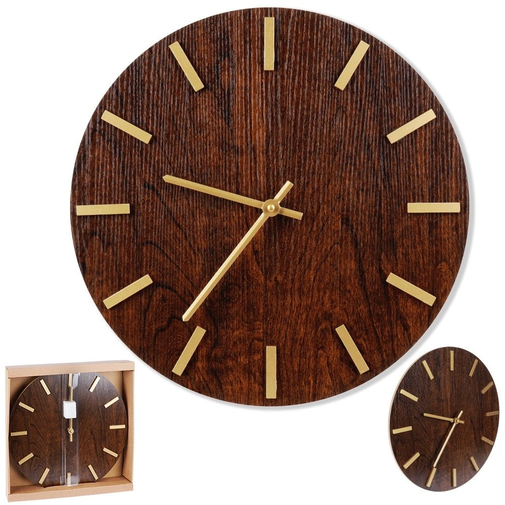 Stylish wall clock 40 cm in MDF and metal, golden