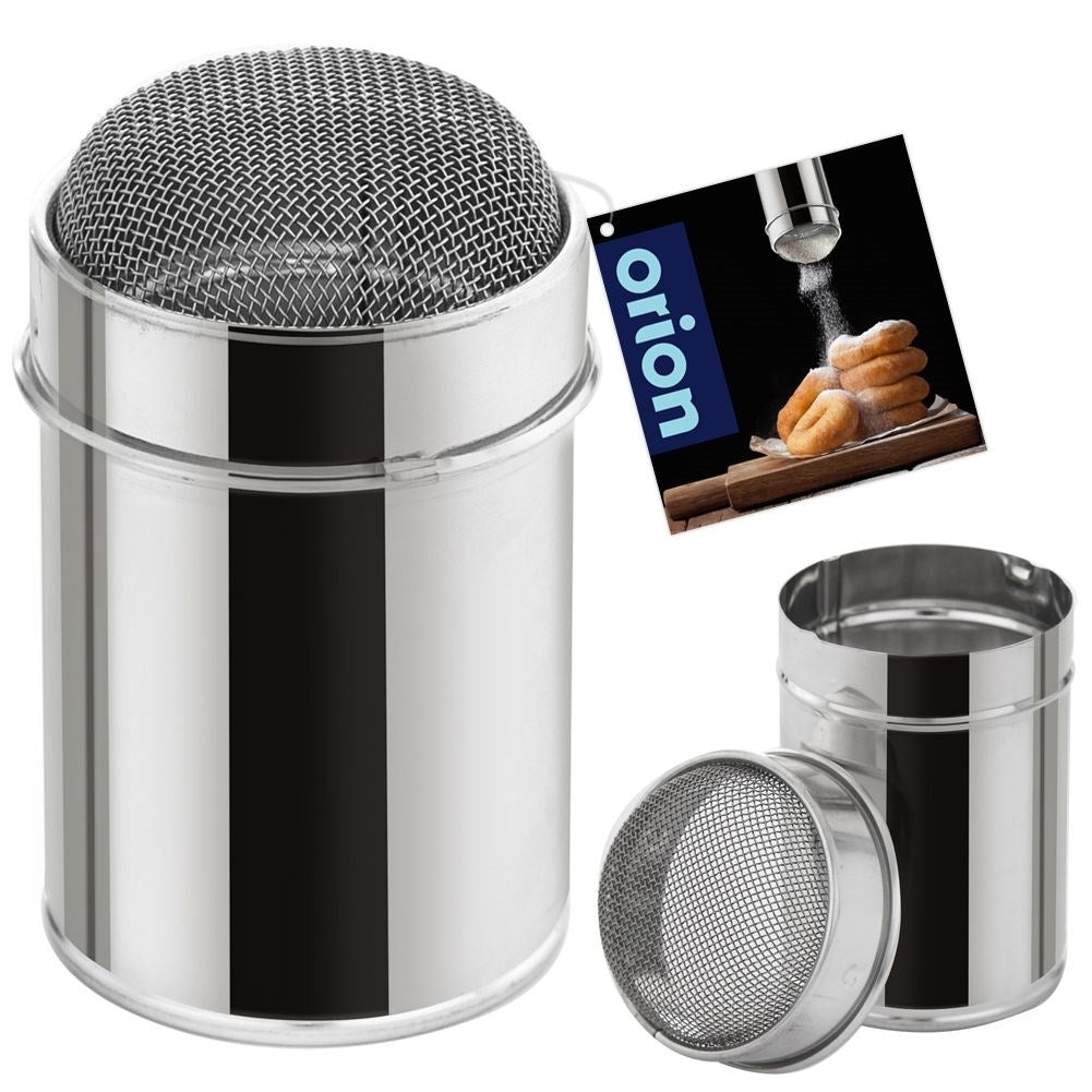 Sugar bowl with strainer and lid in stainless steel