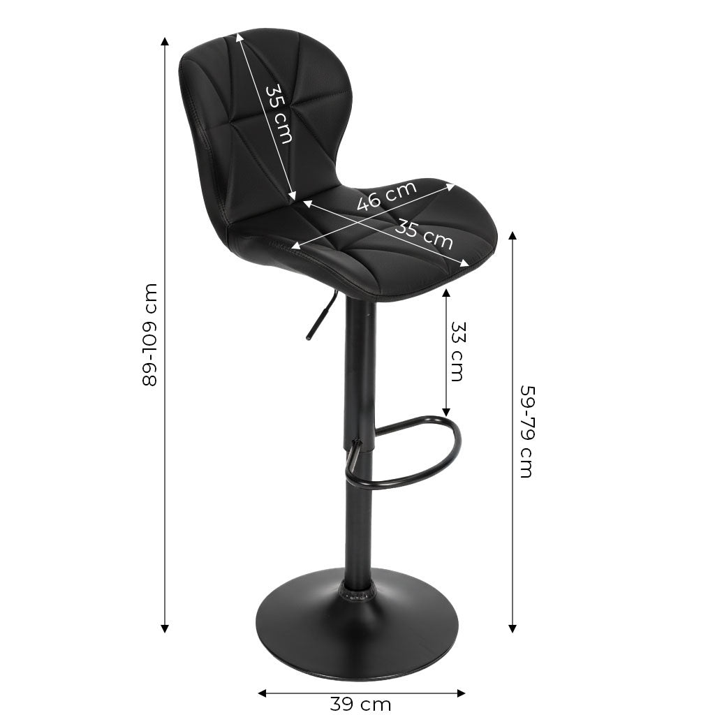 Swivel Bar Stool, Height Adjustable, Black with Footrest