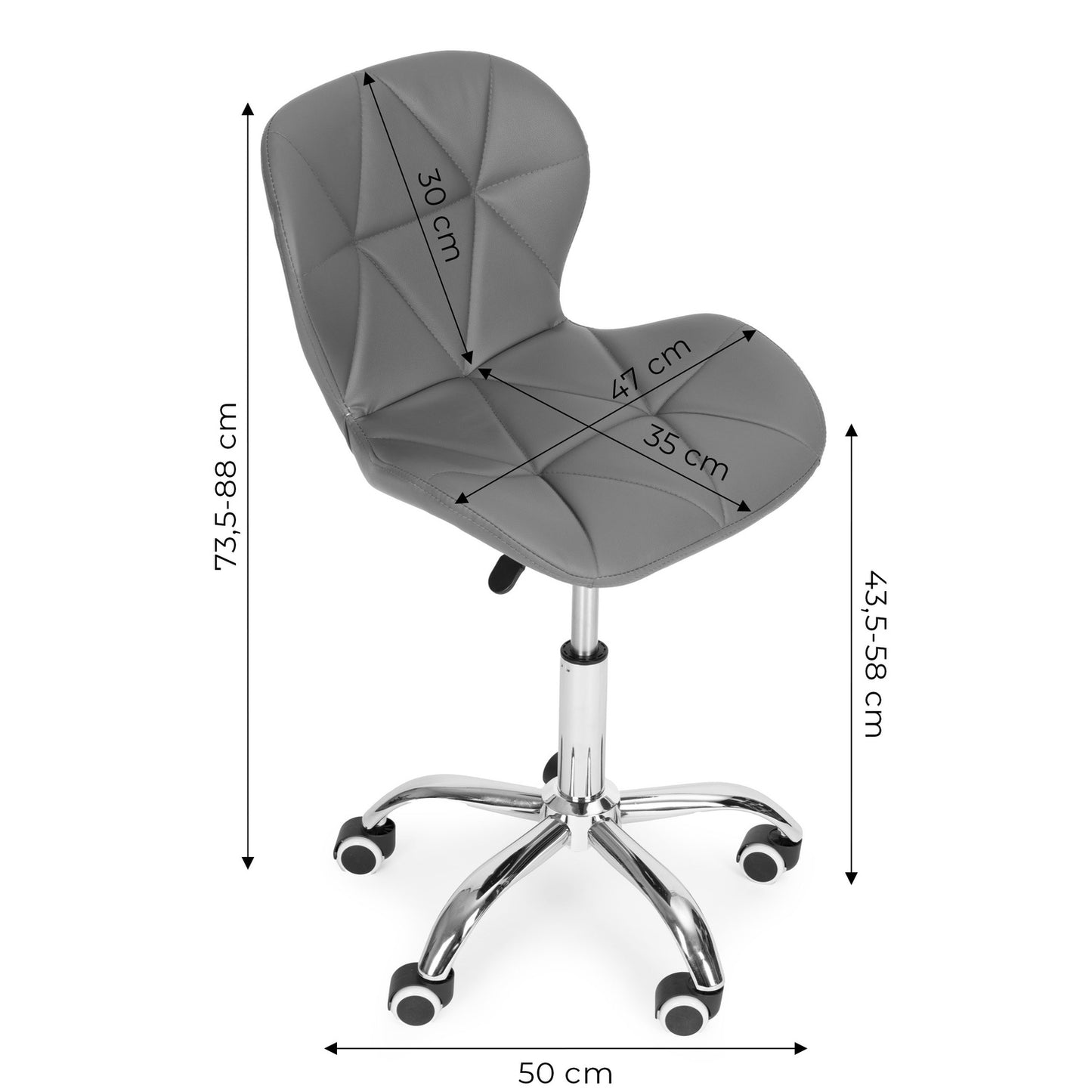 Swivel Office Chair, Height Adjustable, Grey, 100kg Capacity