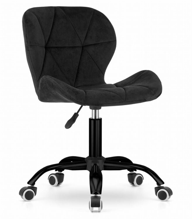 Swivel office chair with wide backrest, black velvet