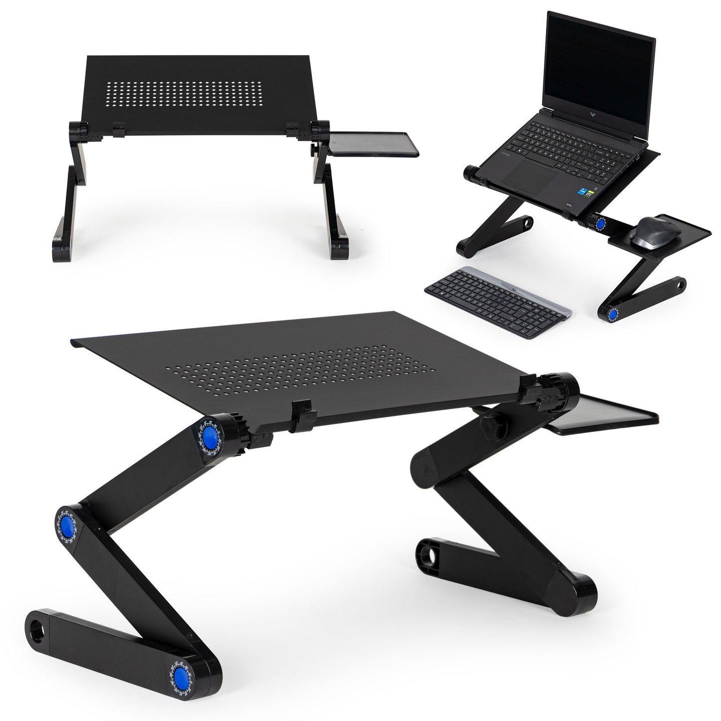 Table stand, aluminum laptop stand, foldable, adjustable, 2 tops