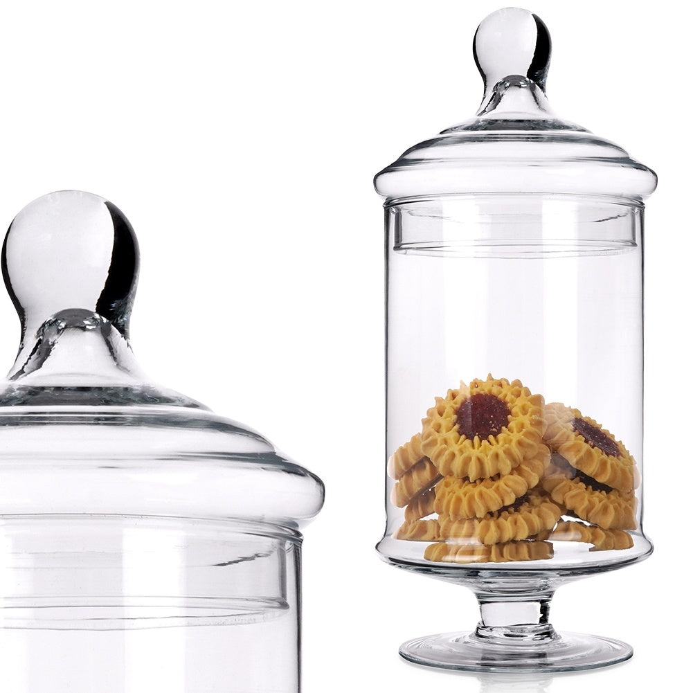 Tall Glass Container with Lid and Foot for Storage