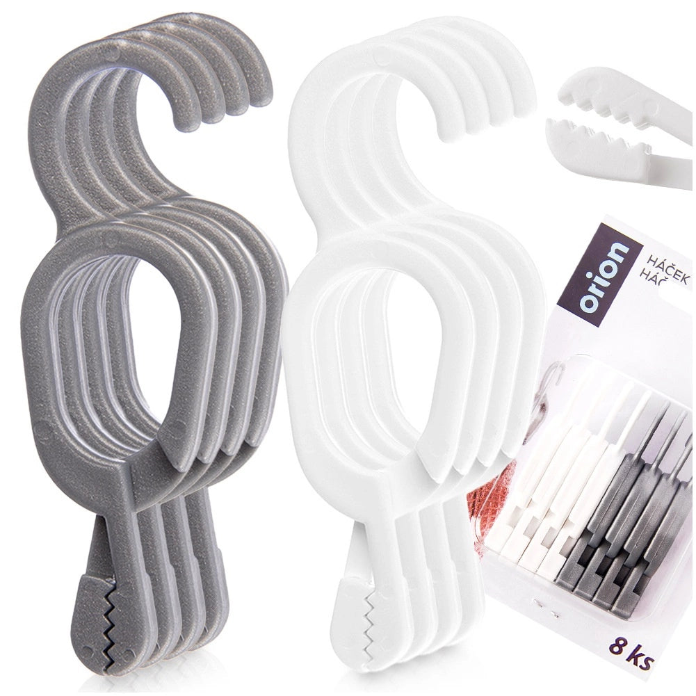 Tea Towel Clips with Hooks, Set of 8, Gray & White