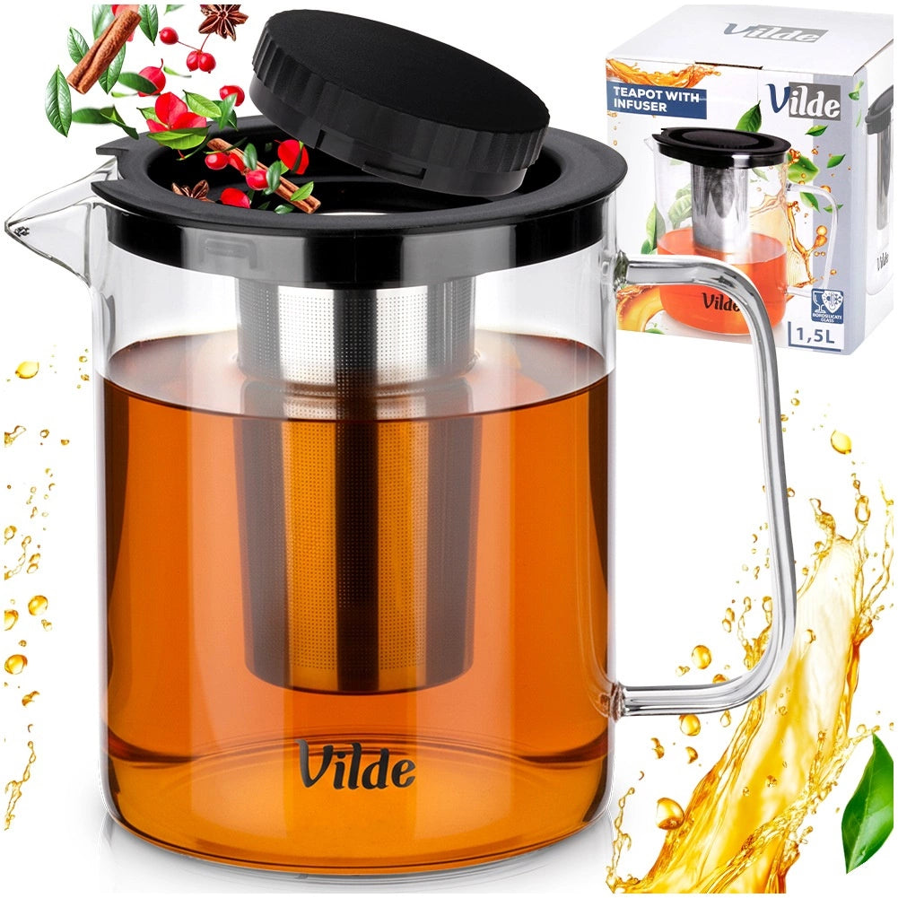 Teapot with Infuser, Borosilicate Glass, 1.5L