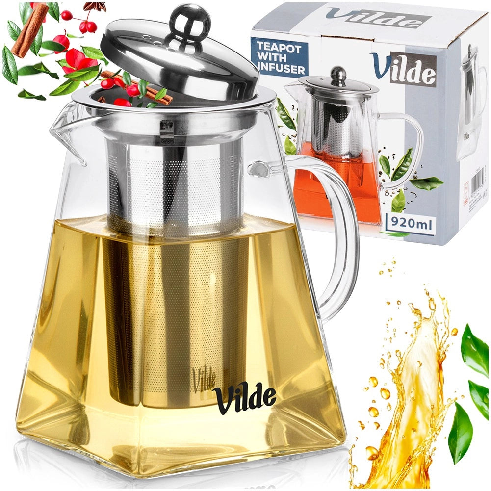 Teapot with Infuser, Heat-Resistant Glass, 920ml