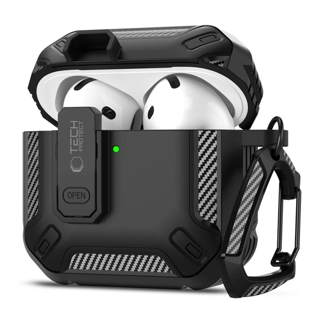 Tech-Protect Carbonox-skal för Airpods 4 - Svart