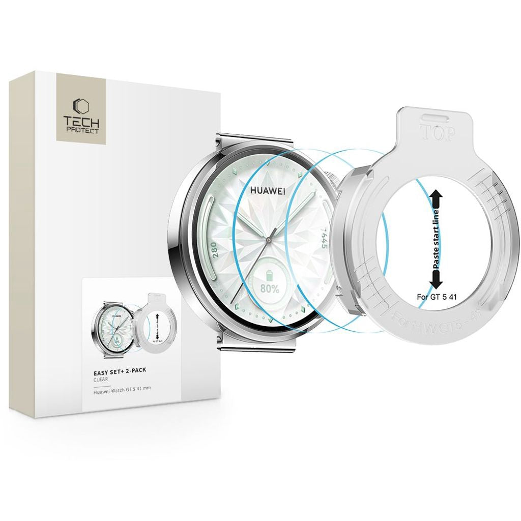 Tech-Protect Easy Set+ Skärmskydd för Huawei Watch GT 5 41 mm, 2-pack