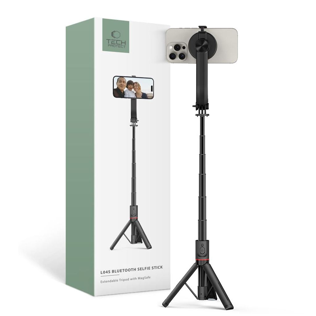 Tech-Protect L04S Bluetooth Selfiepinne med stativ – Svart