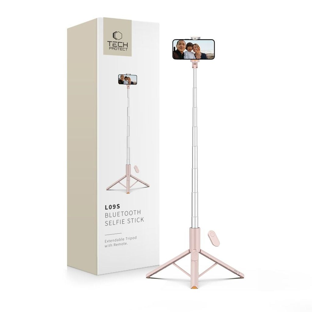 Tech-Protect L09S Selfiepinne med stativ – Rosa