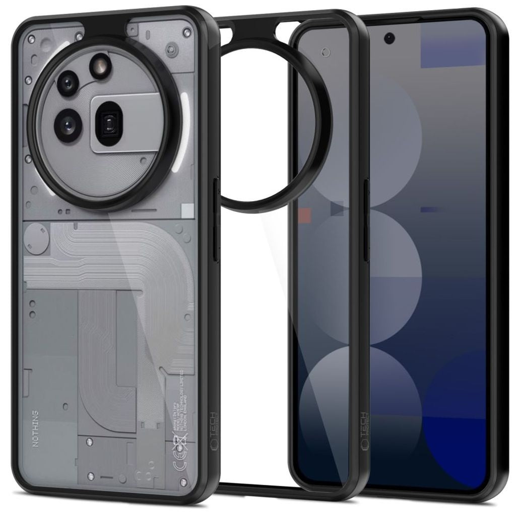 Tech-Protect Magmat-skal för Nothing Phone 3A Pro - Transparent/Svart