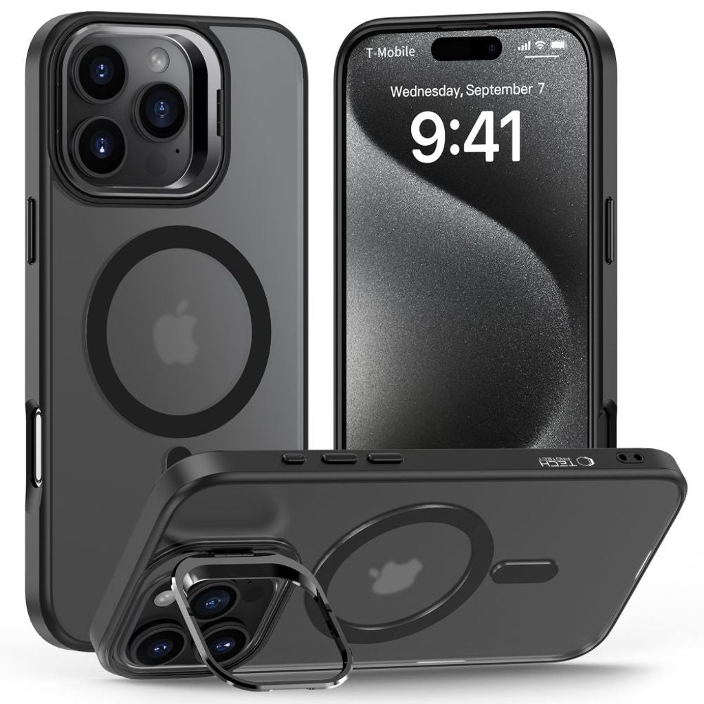 Tech-Protect Magstand Magsafe-skal till iPhone 16 Pro - Halvtransparent
