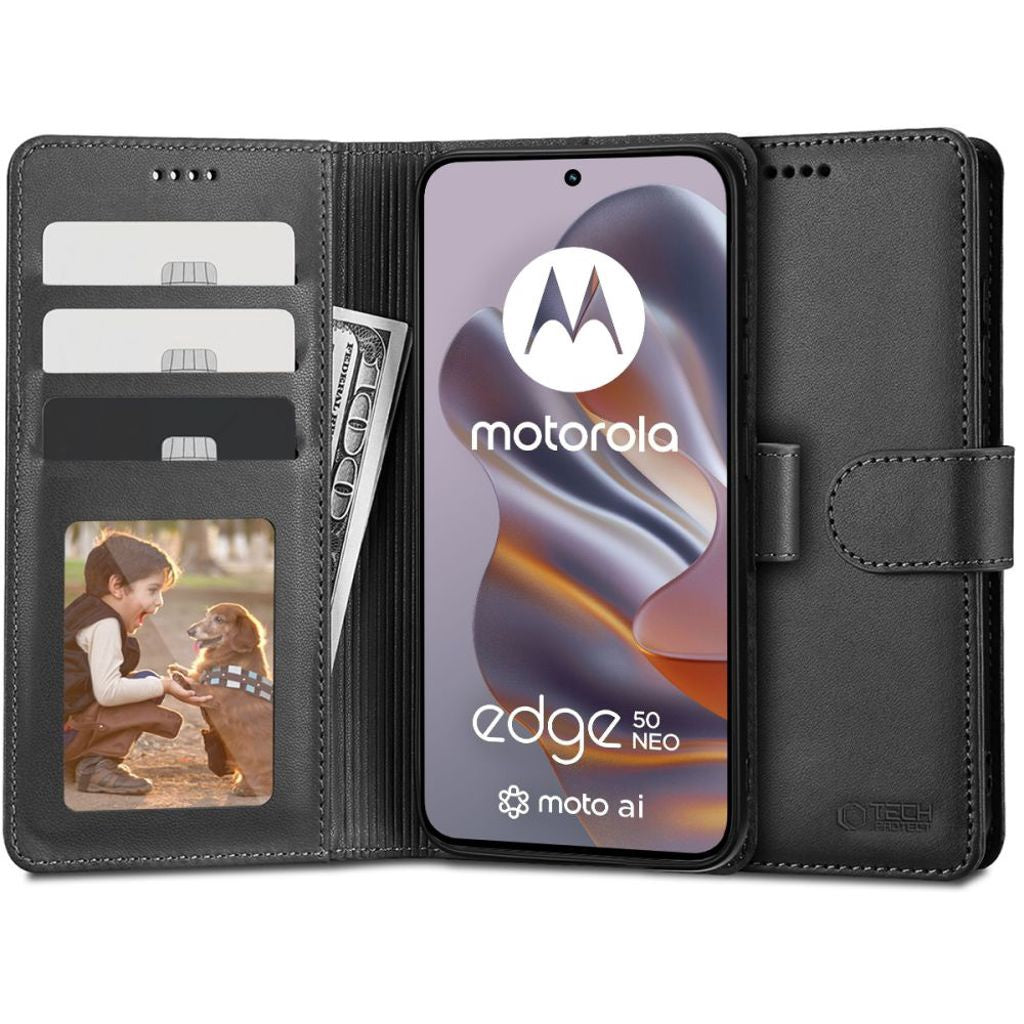 Tech-Protect Plånboksfodral för Motorola Edge 50 Neo - Svart