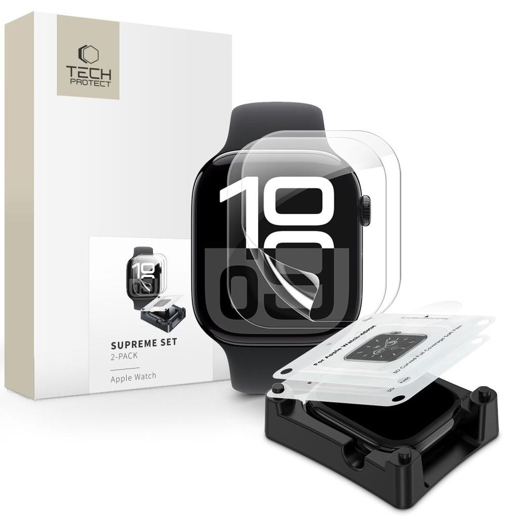 Tech-Protect Supreme Hydrogel Skärmskydd för Apple Watch 10 42 mm, 2-pack