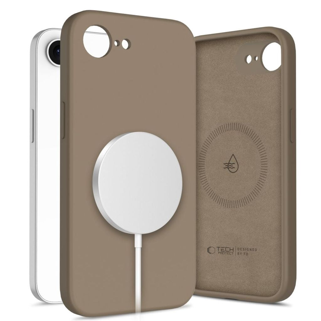 Tech-Protect flytande silikon Magsafe-skal för iPhone 16E - brun
