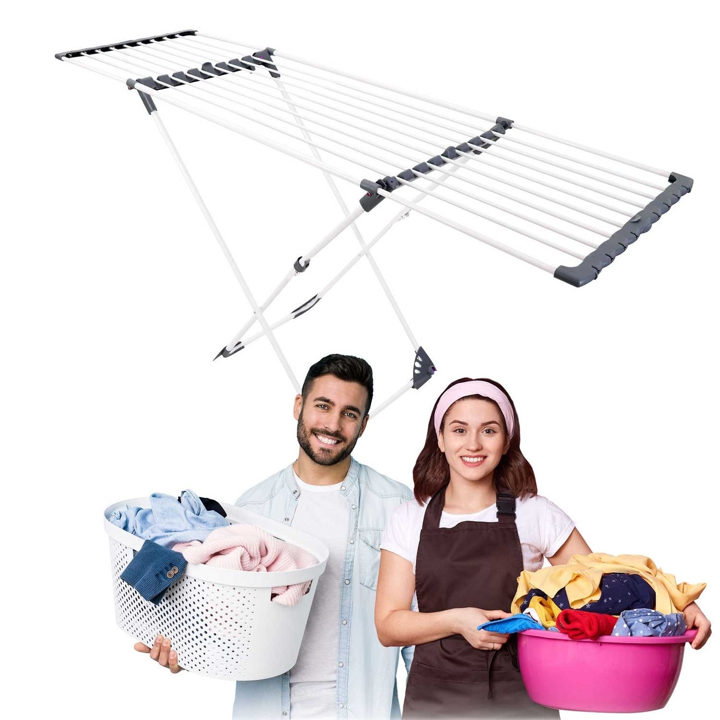 Telescopic drying rack with wheels Ursula, 20 meters