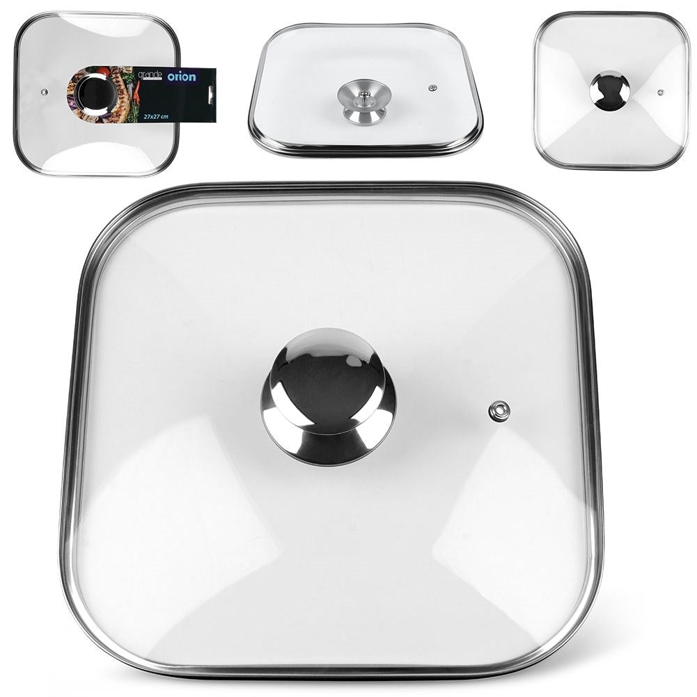 Temperature-resistant glass lid with steel knob and steam valve